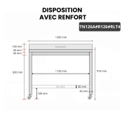 Table inox 1200 x 600 mm adossée avec renfort sur roulettes / GOLDINOX Table inox 1200 x 600 mm adossée avec renfort sur roulettes / GOLDINOX