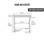 Table inox soubassement 1400 x 600 mm avec renfort / GOLDINOX