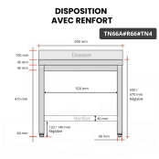 Table inox soubassement 600 x 600 mm adossée avec renfort / GOLDINOX