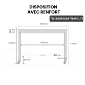 Table inox soubassement 1800 x 600 mm avec renfort sur roulettes / GOLDINOX