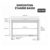 Table inox 1200 x 600 mm adossée ECO / RESTONOBLE
