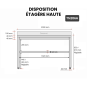 Table inox 2000 x 600 mm adossée ECO / RESTONOBLE