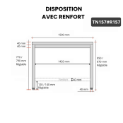 Table inox 1500 x 700 mm avec renfort / GOLDINOX