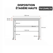 Table inox 1200 x 500 mm sur roulettes / GOLDINOX
