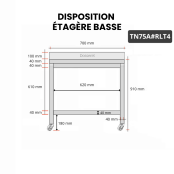 Table inox 700 x 500 mm adossée sur roulettes / GOLDINOX