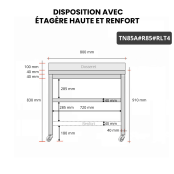 Table inox 800 x 500 mm adossée avec renfort sur roulettes / GOLDINOX Table inox 800 x 500 mm adossée avec renfort sur roulettes / GOLDINOX