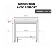 Table inox 800 x 500 mm adossée avec renfort sur roulettes / GOLDINOX Table inox 800 x 500 mm adossée avec renfort sur roulettes / GOLDINOX