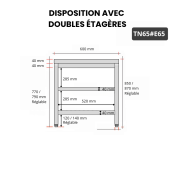 Table inox 600 x 500 mm avec 2 étagères / GOLDINOX