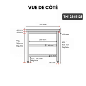 Table inox 1200 x 500 mm avec 2 étagères / GOLDINOX