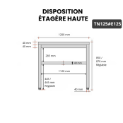 Table inox 1200 x 500 mm avec 2 étagères / GOLDINOX