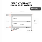 Table inox 1400 x 500 mm avec 2 étagères / GOLDINOX