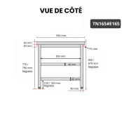 Table inox 1600 x 500 mm avec 2 étagères / GOLDINOX
