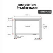 Table inox 1600 x 500 mm avec 2 étagères / GOLDINOX