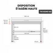 Table inox 1600 x 500 mm avec 2 étagères / GOLDINOX