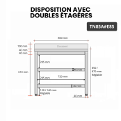 Table inox 800 x 500 mm adossée avec 2 étagères / GOLDINOX