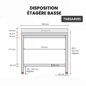 Table inox 800 x 500 mm adossée avec 2 étagères / GOLDINOX
