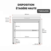 Table inox 800 x 500 mm adossée avec 2 étagères / GOLDINOX