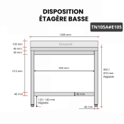 Table inox 1000 x 500 mm adossée avec 2 étagères / GOLDINOX