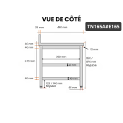 Table inox 1600 x 500 mm adossée avec 2 étagères / GOLDINOX