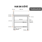 Table inox 2000 x 500 mm adossée avec 2 étagères / GOLDINOX