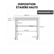 Table inox 600 x 500 mm avec 2 étagères sur roulettes / GOLDINOX