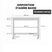 Table inox soubassement 1000 x 500 mm sur roulettes / GOLDINOX