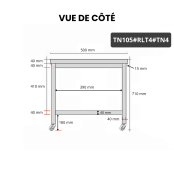 Table inox soubassement 1000 x 500 mm sur roulettes / GOLDINOX