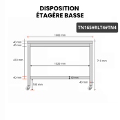 Table inox soubassement 1600 x 500 mm sur roulettes / GOLDINOX