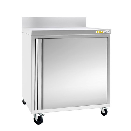 Meuble bas inox 600 x 700 mm adossé sur roulettes / GOLDINOX
