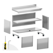 Meuble bas inox 2000 x 700 mm adossée sur roulettes / GOLDINOX