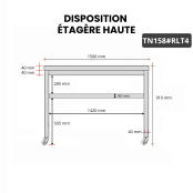 Table inox 1500 x 800 mm sur roulettes / GOLDINOX