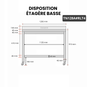 Table inox 1200 x 800 mm adossée sur roulettes / GOLDINOX