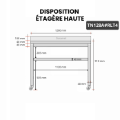 Table inox 1200 x 800 mm adossée sur roulettes / GOLDINOX