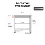 Table inox 800 x 800 mm avec renfort / GOLDINOX