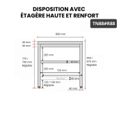 Table inox 800 x 800 mm avec renfort / GOLDINOX