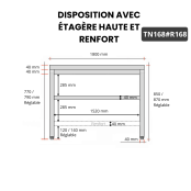 Table inox 1600 x 800 mm avec renfort / GOLDINOX