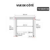 Table inox 1800 x 800 mm avec renfort / GOLDINOX