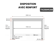 Table inox 2000 x 800 mm avec renfort / GOLDINOX