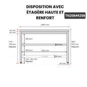 Table inox 2000 x 800 mm avec renfort / GOLDINOX