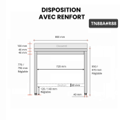 Table inox 800 x 800 mm adossée avec renfort / GOLDINOX