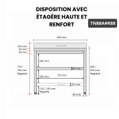 Table inox 800 x 800 mm adossée avec renfort / GOLDINOX
