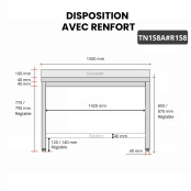 Table inox 1500 x 800 mm adossée avec renfort / GOLDINOX