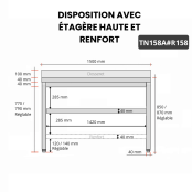 Table inox 1500 x 800 mm adossée avec renfort / GOLDINOX