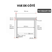 Table inox 1800 x 800 mm adossée avec renfort / GOLDINOX