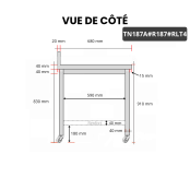 Table inox 1800 x 700 mm adossée avec renfort sur roulettes / GOLDINOX