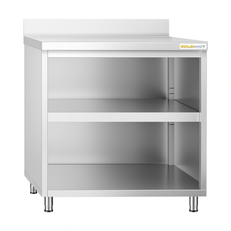 Meuble bas inox 800 x 600 mm adossée PREMIUM / GOLDINOX