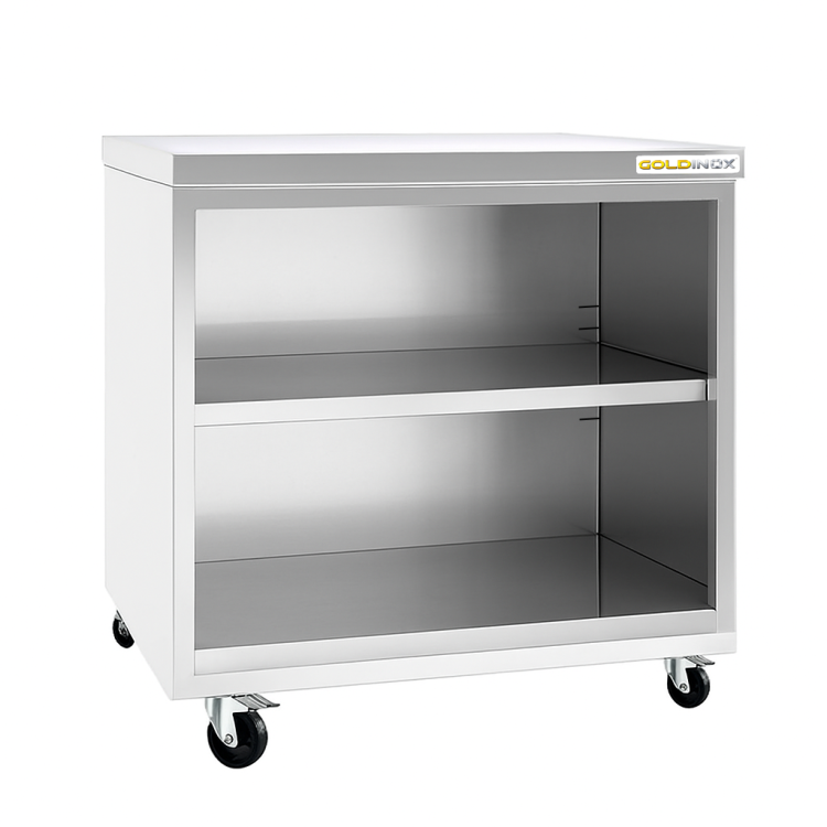 Meuble bas inox 800 x 600 mm sur roulettes PREMIUM / GOLDINOX