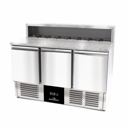 Meuble à pizza réfrigérée compact 3 portes (8 x 1/6) IDEAL / GOLDINOX