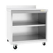 Meuble bas inox 800 x 600 mm adossé sur roulettes PREMIUM / GOLDINOX