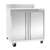 Meuble bas inox 800 x 600 mm adossé sur roulettes PREMIUM / GOLDINOX